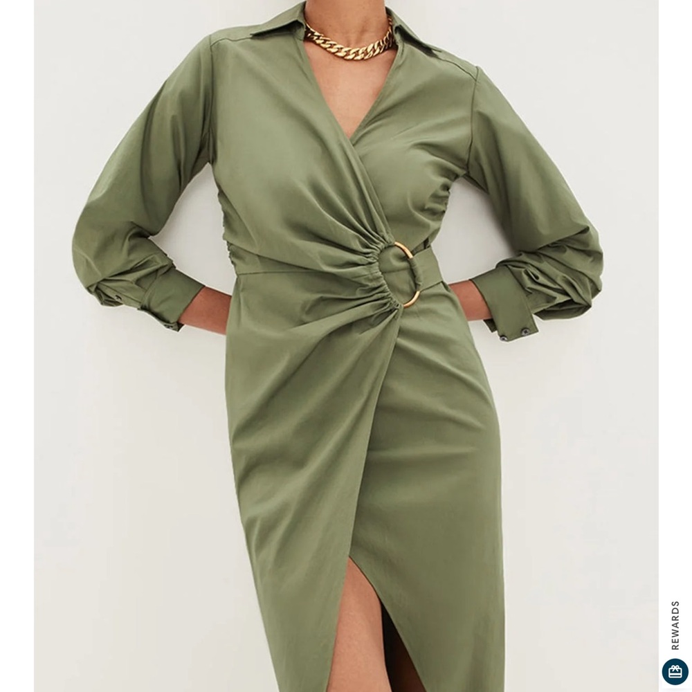Veronica Beard Olive Green Wrap Dress